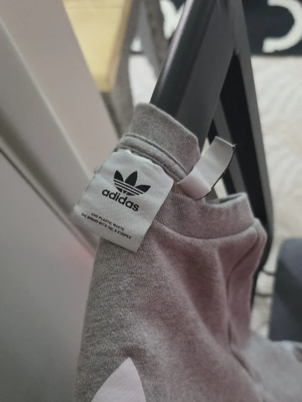 adidas Gray Crewneck Sweatshirt with White Trefoil